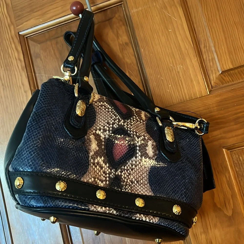 New Marino Orlandi Leather Satchel Double Handle NWT Made in Italy Unique